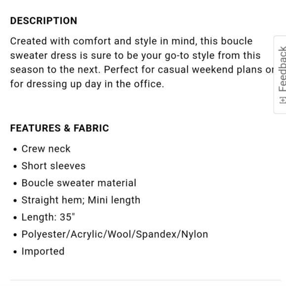 🛍 NWT Express Boucle Crew Neck Mini Shift Sweater Dress tan wool blend size L - Picture 14 of 14